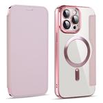 For iPhone 15 Pro Magnetic MagSafe RFID Anti-theft Leather Phone Case(Pink)