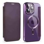 For iPhone 15 Pro MagSafe Magnetic RFID Anti-theft Leather Phone Case(Purple)