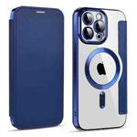 For iPhone 15 Pro Magnetic MagSafe RFID Anti-theft Leather Phone Case(Dark Blue)