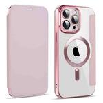 For iPhone 15 Pro Max MagSafe Magnetic RFID Anti-theft Leather Phone Case(Pink)