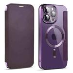 For iPhone 15 Pro Max MagSafe Magnetic RFID Anti-theft Leather Phone Case(Purple)