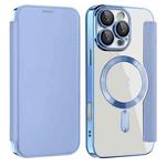 For iPhone 16 Pro Max Magnetic MagSafe RFID Anti-theft Leather Phone Case(Blue)