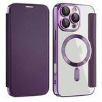 For iPhone 16 Pro Max Magnetic MagSafe RFID Anti-theft Leather Phone Case(Purple)