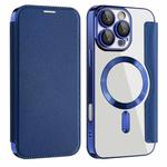 For iPhone 16 Pro Max Magnetic MagSafe RFID Anti-theft Leather Phone Case(Dark Blue)