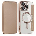 For iPhone 16 Pro Max Shield MagSafe RFID Anti-theft Leather Phone Case(Desert Gold)