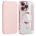 For iPhone 16 Pro Shield MagSafe RFID Anti-theft Leather Phone Case(Pink)