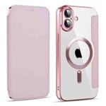 For iPhone 16 Plus Magnetic MagSafe RFID Anti-theft Leather Phone Case(Pink)