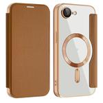 For iPhone 16e Shield MagSafe RFID Anti-theft Leather Phone Case(Brown)