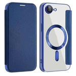 For iPhone 16e Shield MagSafe RFID Anti-theft Leather Phone Case(Dark Blue)