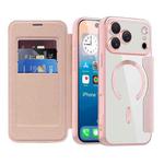 For iPhone 17 Pro Max Shield MagSafe RFID Anti-theft Leather Phone Case(Pink)