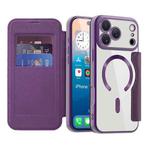 For iPhone 17 Pro Max Shield MagSafe RFID Anti-theft Leather Phone Case(Purple)