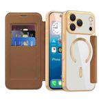 For iPhone 17 Pro Max Shield MagSafe RFID Anti-theft Leather Phone Case(Brown)