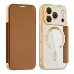 For iPhone 17 Pro Shield MagSafe RFID Anti-theft Leather Phone Case(Brown)