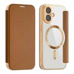 For iPhone 17 Shield MagSafe RFID Anti-theft Leather Phone Case(Brown)