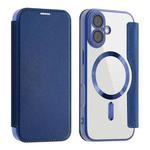 For iPhone 17 Shield MagSafe RFID Anti-theft Leather Phone Case(Dark Blue)