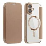 For iPhone 17 Shield MagSafe RFID Anti-theft Leather Phone Case(Desert Gold)