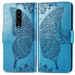 Butterfly Love Flowers Embossing Horizontal Flip Leather Case for OnePlus 7 Pro, with Holder & Card Slots & Wallet & Lanyard(Blue)