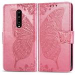 Butterfly Love Flowers Embossing Horizontal Flip Leather Case for OnePlus 7 Pro, with Holder & Card Slots & Wallet & Lanyard(Pink)