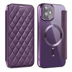 For  iPhone 11 Shield Magsafe RFID Anti-theft Rhombus Leather Phone Case(Purple)
