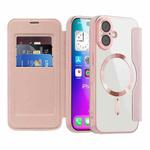 For iPhone 17 Shield Magsafe RFID Anti-theft Rhombus Leather Phone Case(Pink)