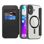 For iPhone 17 Shield Magsafe RFID Anti-theft Rhombus Leather Phone Case(Black)