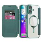 For iPhone 17 Shield Magsafe RFID Anti-theft Rhombus Leather Phone Case(Green)