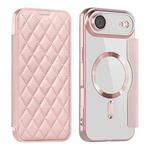 For iPhone 17 Air Shield Magsafe RFID Anti-theft Rhombus Leather Phone Case(Pink)