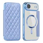 For iPhone 17 Air Shield Magsafe RFID Anti-theft Rhombus Leather Phone Case(Blue)