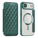 For iPhone 17 Air Shield Magsafe RFID Anti-theft Rhombus Leather Phone Case(Green)