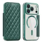 For iPhone 17 Pro Shield Magsafe RFID Anti-theft Rhombus Leather Phone Case(Green)