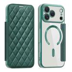 For iPhone 17 Pro Max Shield Magsafe RFID Anti-theft Rhombus Leather Phone Case(Green)