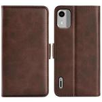 For Nokia C12 Dual-side Magnetic Buckle Horizontal Flip Leather Phone Case(Brown)