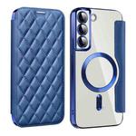 For Samsung Galaxy S23+ 5G Shield Magsafe RFID Anti-theft Rhombus Leather Phone Case(Dark Blue)