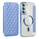 For Samsung Galaxy S23+ 5G Shield Magsafe RFID Anti-theft Rhombus Leather Phone Case(Blue)