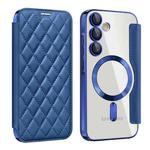For Samsung Galaxy A55 5G Shield Magsafe RFID Anti-theft Rhombus Leather Phone Case(Dark Blue)