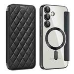 For Samsung Galaxy A55 5G Shield Magsafe RFID Anti-theft Rhombus Leather Phone Case(Black)