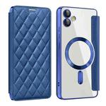 For Samsung Galaxy A05 Shield Magsafe RFID Anti-theft Rhombus Leather Phone Case(Dark Blue)
