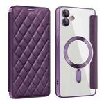 For Samsung Galaxy A05 Shield Magsafe RFID Anti-theft Rhombus Leather Phone Case(Purple)