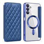 For Samsung Galaxy A05s Shield Magsafe RFID Anti-theft Rhombus Leather Phone Case(Dark Blue)