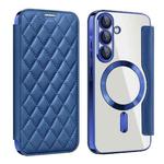 For Samsung Galaxy A56 5G Shield MagSafe RFID Anti-theft Rhombus Leather Phone Case(Dark Blue)