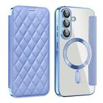 For Samsung Galaxy A56 5G Shield MagSafe RFID Anti-theft Rhombus Leather Phone Case(Blue)