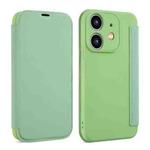 For iPhone 11 Imitate Liquid Skin Feel Leather Phone Case with Card Slots(Tea Green)