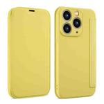 For iPhone 11 Pro Max Imitate Liquid Skin Feel Leather Phone Case with Card Slots(Yellow)