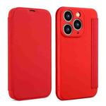 For iPhone 11 Pro Max Imitate Liquid Skin Feel Leather Phone Case with Card Slots(Red)