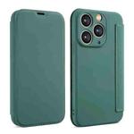 For iPhone 11 Pro Max Imitate Liquid Skin Feel Leather Phone Case with Card Slots(Green)