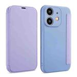 For iPhone 12 mini Imitate Liquid Skin Feel Leather Phone Case with Card Slots(Purple)