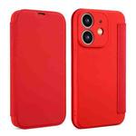 For iPhone 12 mini Imitate Liquid Skin Feel Leather Phone Case with Card Slots(Red)