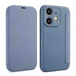 For iPhone 12 mini Imitate Liquid Skin Feel Leather Phone Case with Card Slots(Grey)