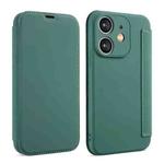 For iPhone 12 mini Imitate Liquid Skin Feel Leather Phone Case with Card Slots(Green)
