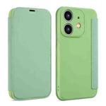 For iPhone 12 mini Imitate Liquid Skin Feel Leather Phone Case with Card Slots(Tea Green)
